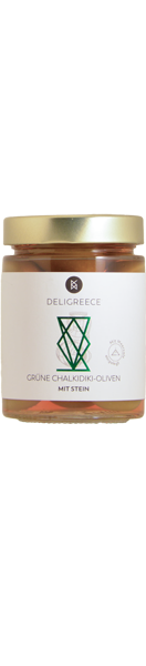 Grüne Chalkdiki-Oliven mit Stein 