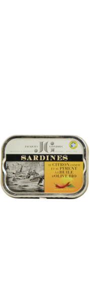Sardines au Citron confit et au piment à l’huile d’olive Bio 